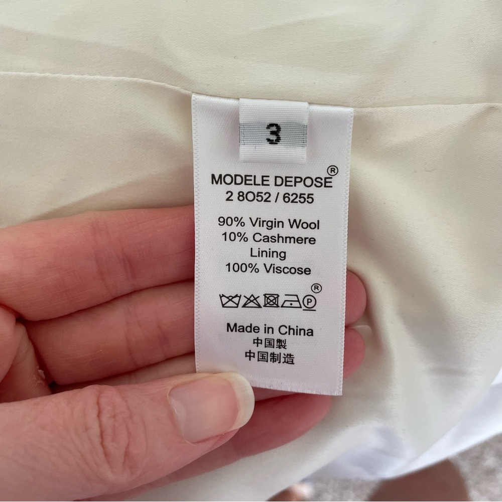 Wool Cashmere Windowpane Plaid Blazer Cream Black Size XS? Luxury Neutral - Picture 6 of 8